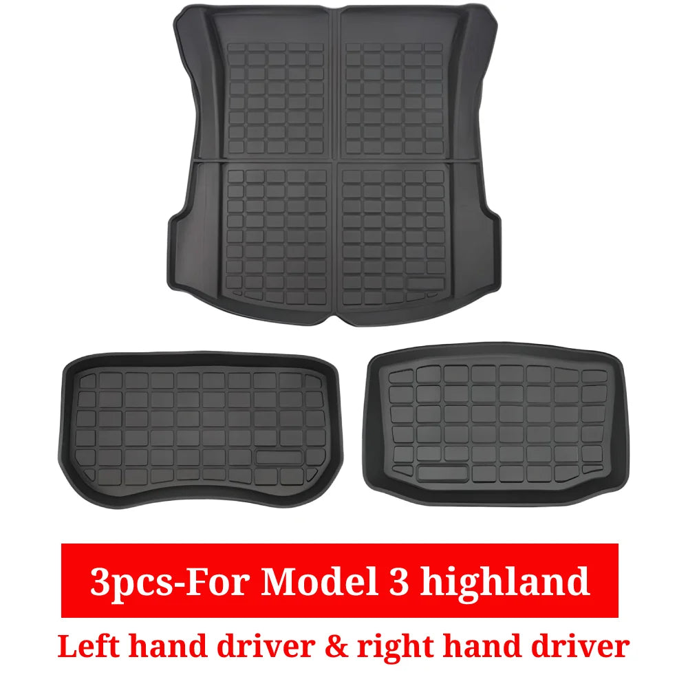 XPE All-Weather Floor Mats for Tesla Model 3/Y (2021-2024) – Waterproof Non-Slip Rubber Trunk Cargo Liner