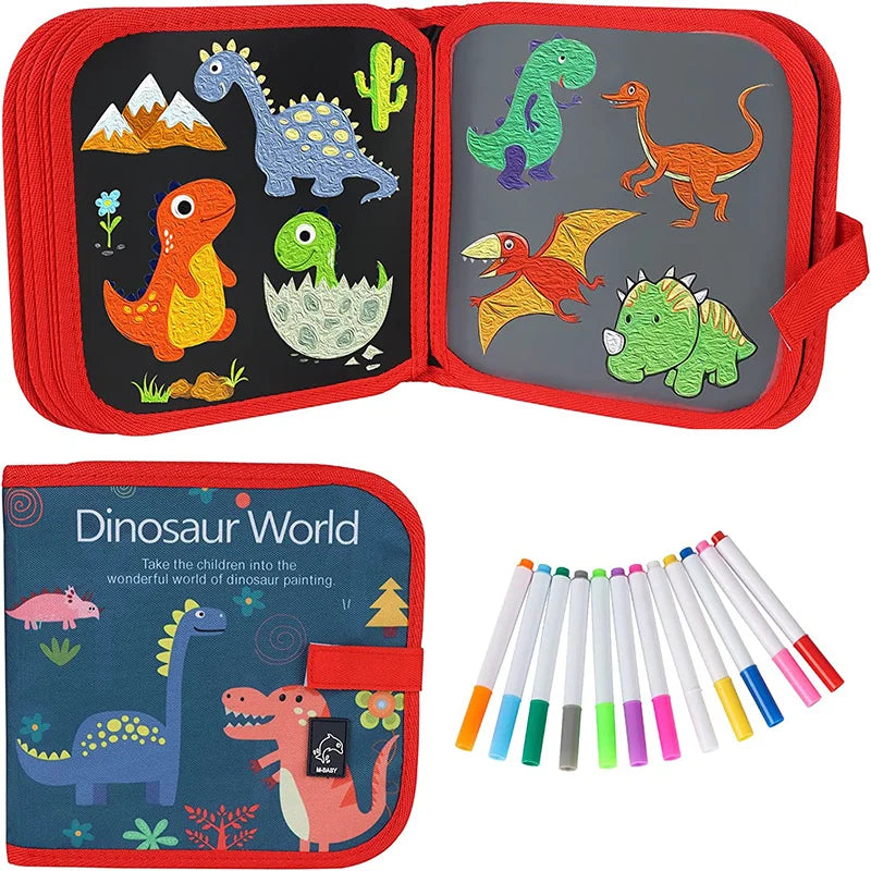 Erasable Doodle Book for Kids – Reusable Drawing Pad with 12 Watercolor Pens, Preschool Painting & Writing Set