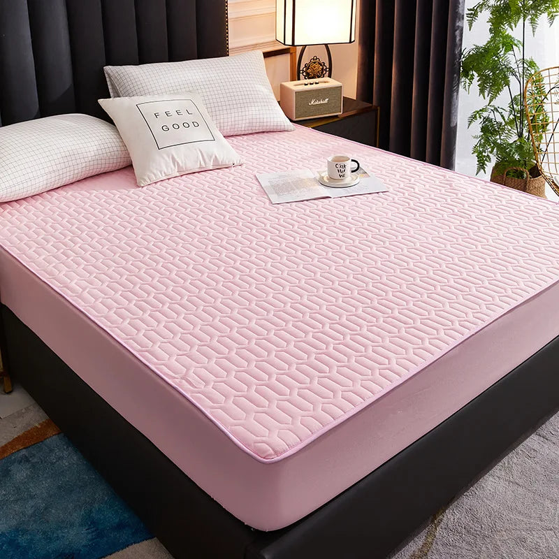 Waterproof Thick Quilted Mattress Cover — Latex Pad, Skin-Friendly Fitted Sheet Protector, 150/160/180x200cm