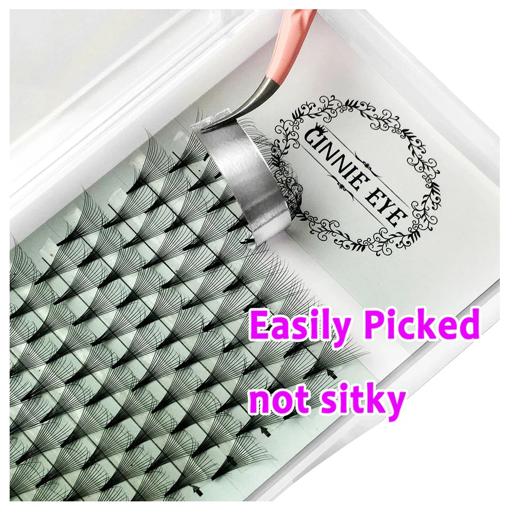 10D Premade Volume Eyelash Fans – Long Stem 3D-6D Pointy Base False Lash Clusters