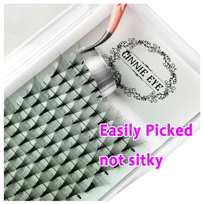 10D Premade Volume Eyelash Fans – Long Stem 3D-6D Pointy Base False Lash Clusters