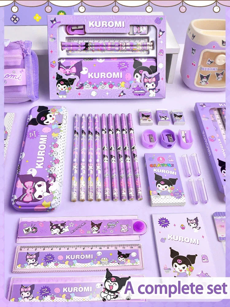 Sanrio Kawaii Stationery Gift Box – 12-Piece School Supplies Set with Kuromi, My Melody & Cinnamoroll for Girls