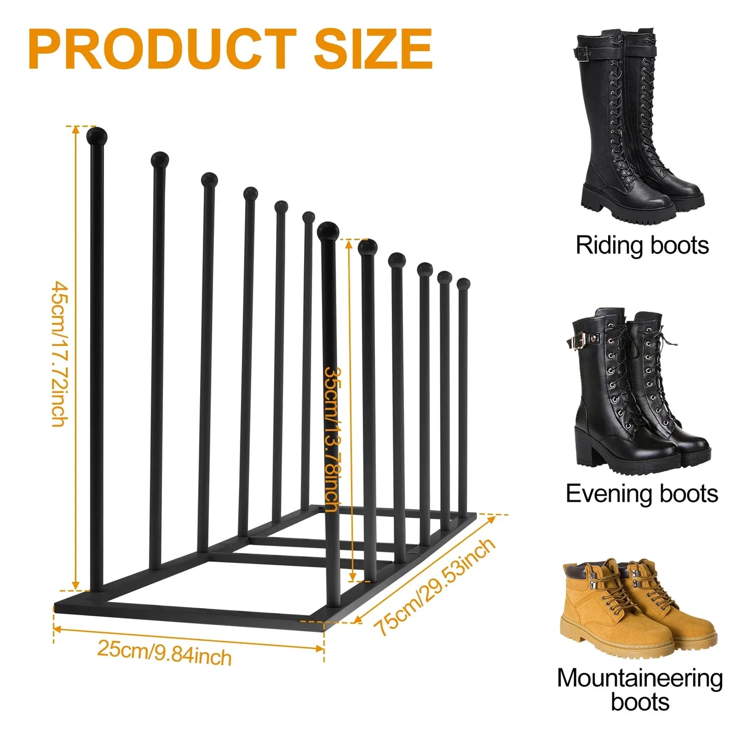 Free-Standing Metal Boot Rack Organizer – Removable Tall Boot Storage Holder, Multifunctional Home Boot Rack