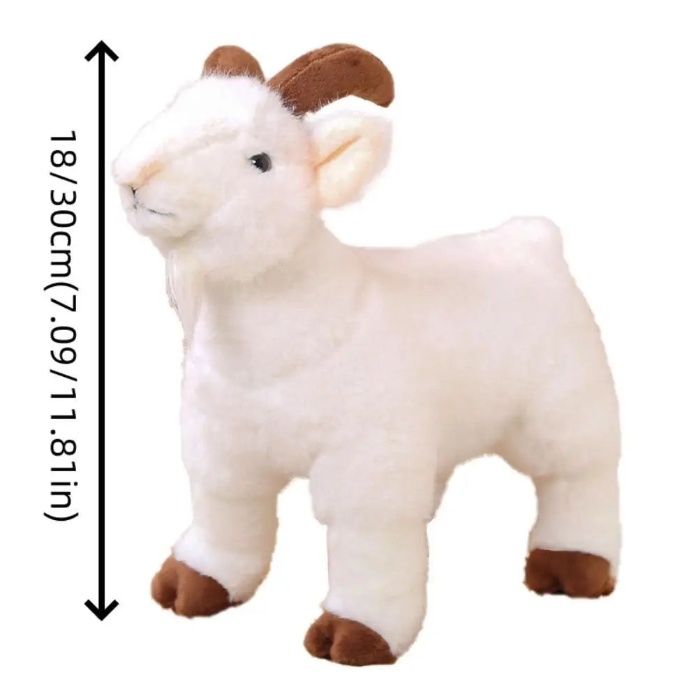 Cute Baby Goat Plush Doll - Soft Fluffy Horned Sheep Stuffed Animal Toy for Kids & Adults