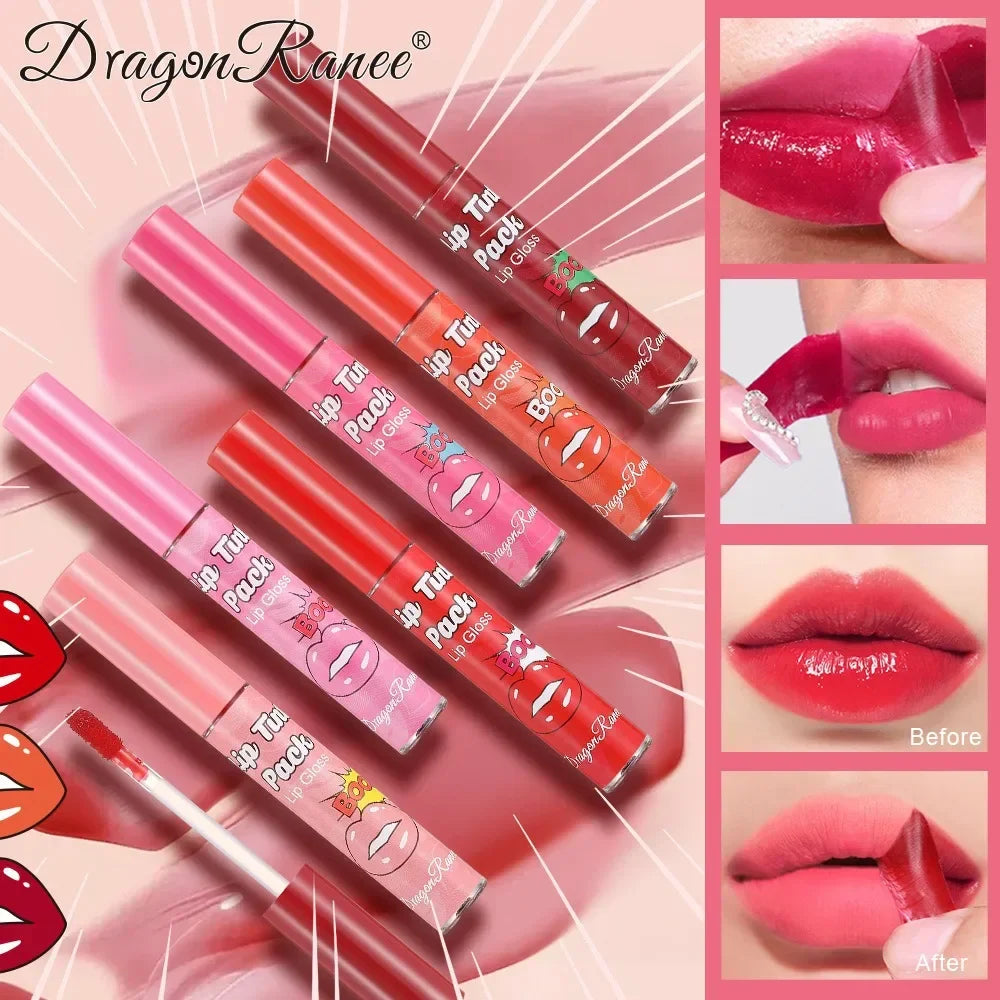 Peel-Off Waterproof Lip Glaze & Lip Stain – Long Lasting Non-Stick Matte Red Liquid Lipstick with Tattoo Tint Effect for All-Day Wear Makeup