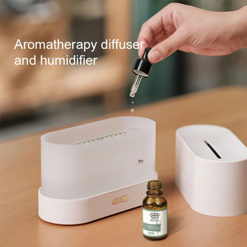 Kinscoter Ultrasonic Cool Mist Maker - Aroma Diffuser Air Humidifier with LED Essential Oil Flame Lamp - Difusor Fogger