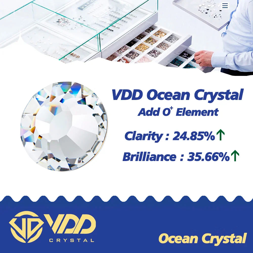 VDD SS4–SS30 Glass Crystal Rhinestones – High Quality Flatback Glitter Strass Stones for Nail Art, DIY Crafts & Decoration