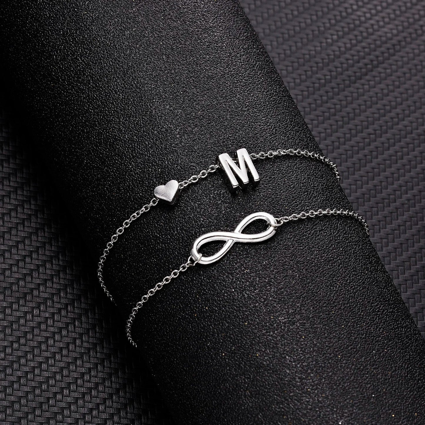 Bohemia A-Z Letter Initial Anklet for Women - Silver Heart Initial Anklet Bracelet, Beach Party & Travel Foot Jewelry