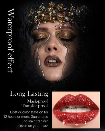 7-Color Glitter Lipstick – Waterproof, Long-Lasting Diamond Pearlescent Metallic Lip Gloss for Women