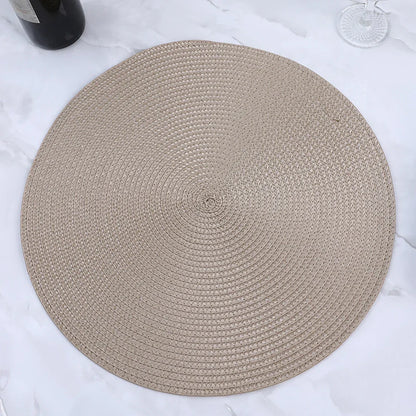 38cm Round Braided Tableware Mat – Washable, Anti-Slip, Heat-Resistant Dining Placemat and Drink Coaster for Home Decor