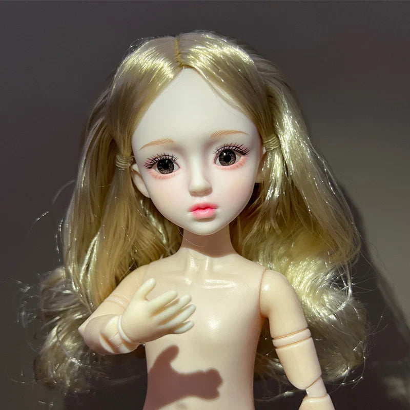 30cm 1/6 BJD Ball Jointed Doll – Starry Gray Eyes with Lolita Fashion Dress, DIY Toy Gift for Girls
