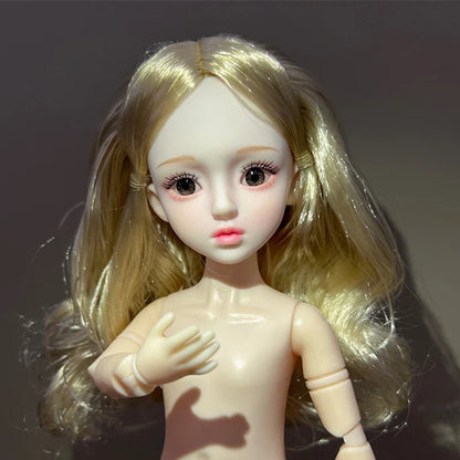 30cm 1/6 BJD Ball Jointed Doll – Starry Gray Eyes with Lolita Fashion Dress, DIY Toy Gift for Girls