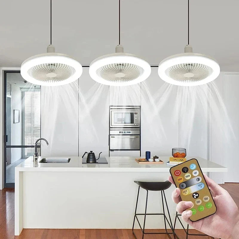 Smart 3-in-1 Ceiling Fan Light E27 Adapter - Remote Control Lighting Base for Bedroom & Living Room, 85-265V