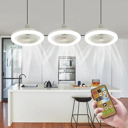 Smart 3-in-1 Ceiling Fan Light E27 Adapter - Remote Control Lighting Base for Bedroom & Living Room, 85-265V