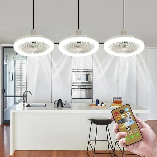 Smart 3-in-1 Ceiling Fan Light E27 Adapter - Remote Control Lighting Base for Bedroom & Living Room, 85-265V
