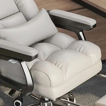 Modern Ergonomic Leather Office Chair - Swivel Computer Desk Chair with Cushioned Seat for Home & Office
