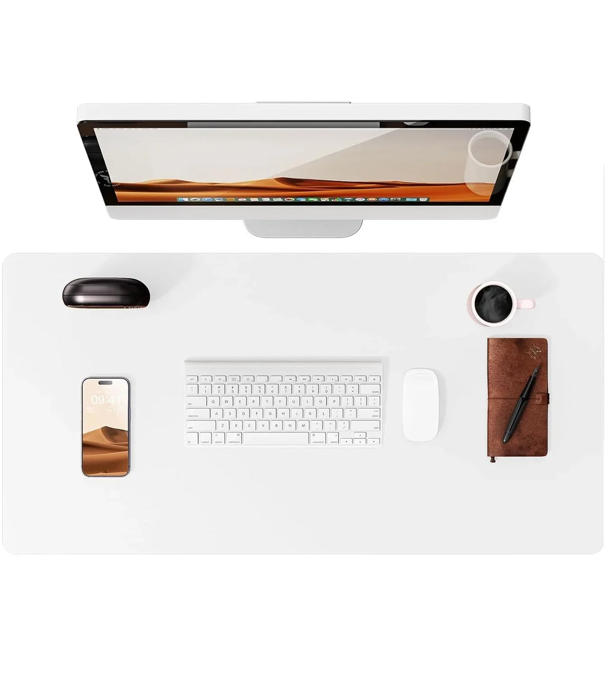 Large Leather Mouse Pad Desk Mat - Non-Slip PU Leather Office Desk Protector for Laptop & Workspace Setup