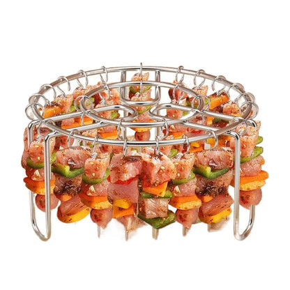 Stainless Steel Vertical BBQ Skewer Rack – Detachable Grill Holder for Kebabs, Meat & Baking Skewers