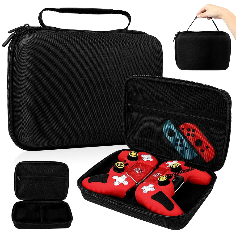 New PS5 Dual Controller Storage Bag – Portable Shockproof Travel Case for PS5, PS4, Switch Pro & Xbox Series Gamepads