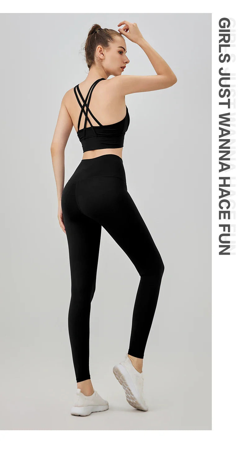 2-Piece Women’s Yoga Tracksuit – Pilates Fitness Set with Push-Up Sports Bra & Leggings for Gym Workout