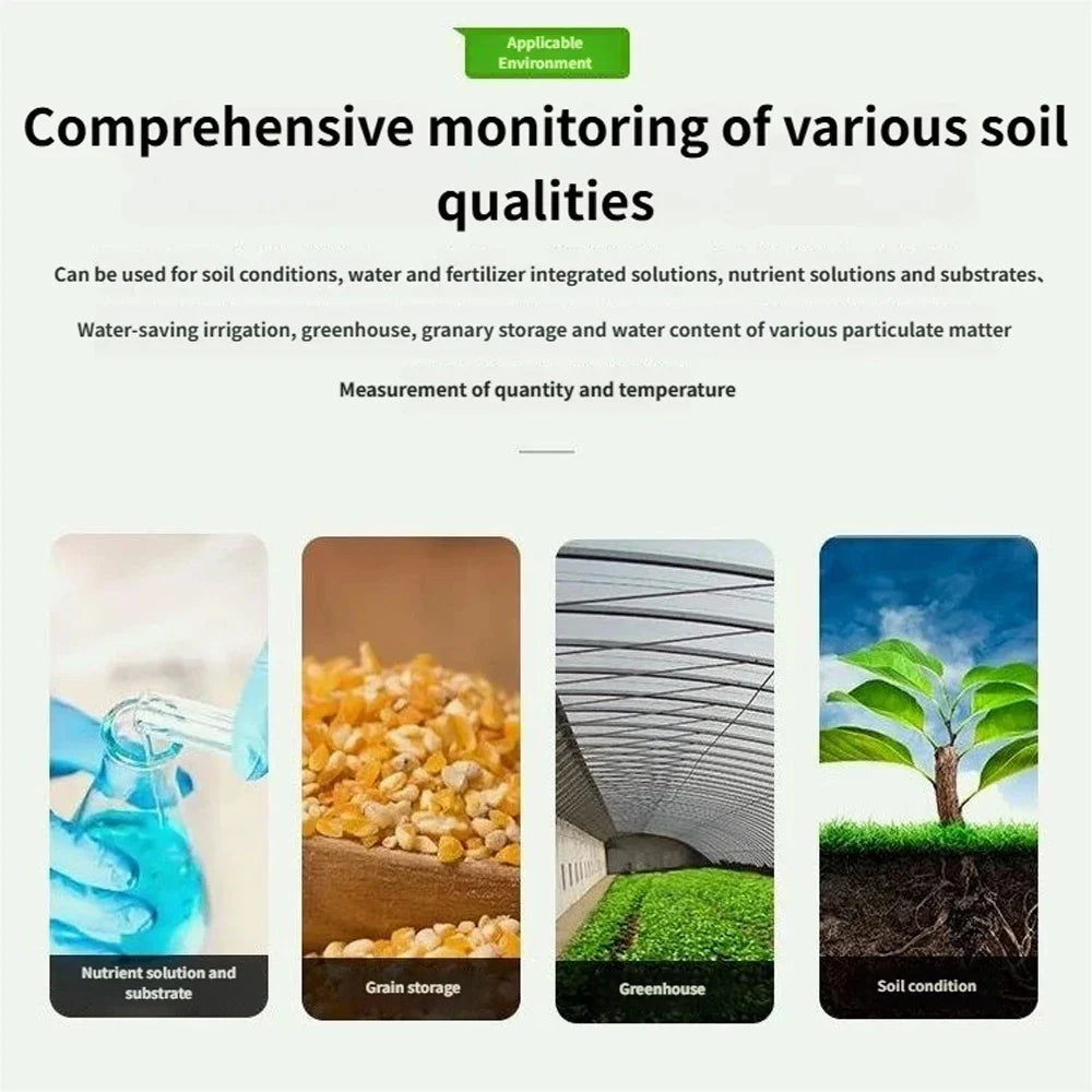 8-in-1 Premium Soil Tester PH EC Meter – 5-Pin Soil Sensor for Temperature, Moisture & NPK Fertility Detection for Farming
