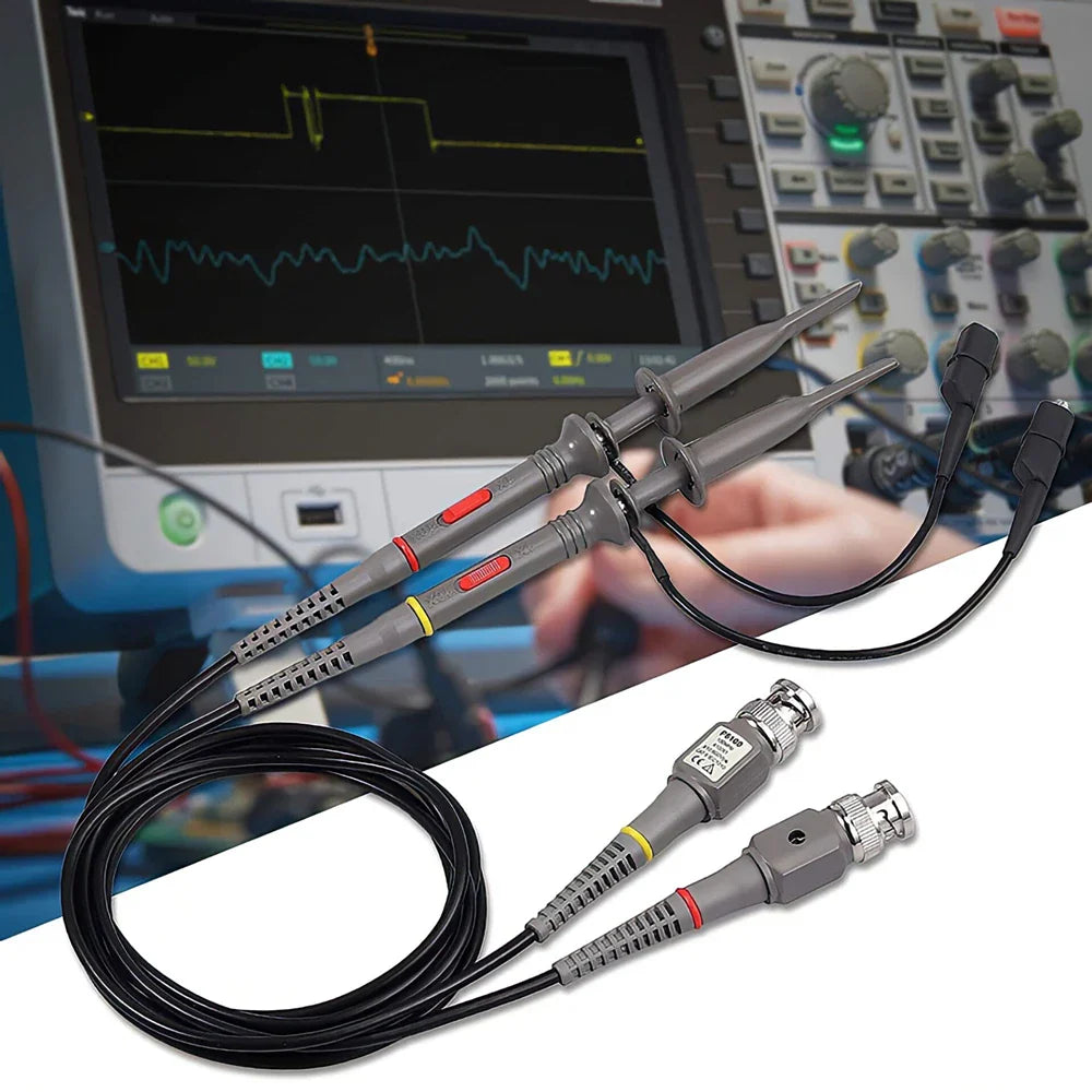 P6100 BNC Oscilloscope Probe Kit – 100MHz 1X/10X High Precision Probes with Alligator Clips & Test Leads