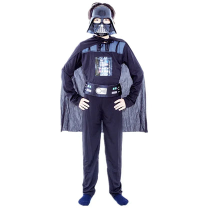 Boys Classic Darth Vader Movie Mask Costume – Printed Cape Armor Onesie for Halloween Kids Fantasy Cosplay