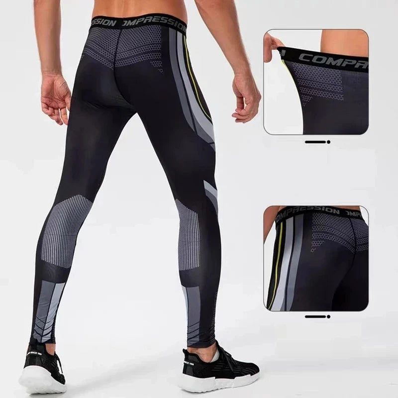 Performance-Driven Comfort: Men's Running Leggings - Quick Dry Gym Fitness Tights for Workout Training, Jogging, Compression Sport Pants