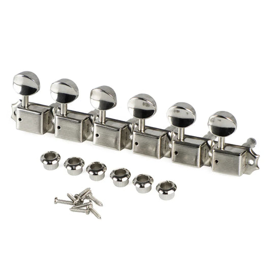 FLEOR 6-in-Line Nickel Silver Electric Guitar Tuners — Vintage Machine Heads, Tuning Keys Pegs for 6R Guitar