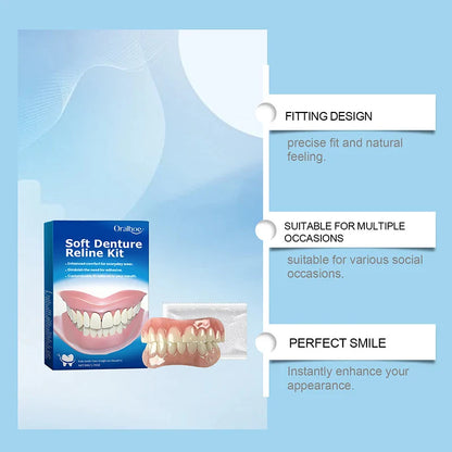 Denture Silicone Kit – Soft Denture Liners for Upper & Lower Teeth, Easy Use Dental Care Replacement Set