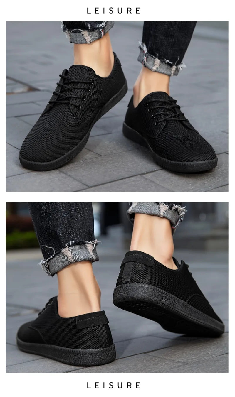 Men’s Canvas Casual Sneakers — Lightweight Slip-On Vulcanized Flats & Loafers, Comfortable Trainers Shoes