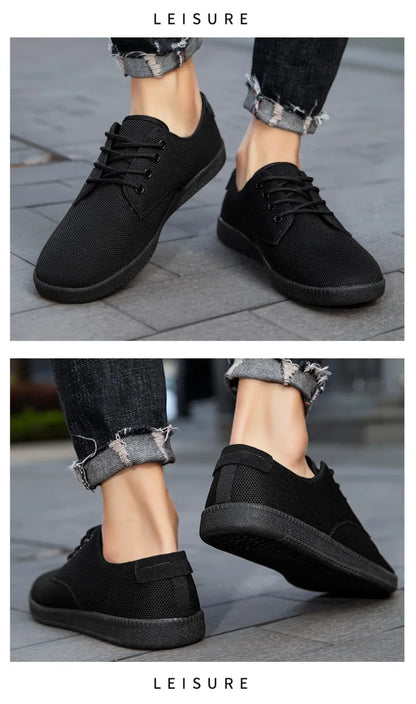 Men’s Canvas Casual Sneakers — Lightweight Slip-On Vulcanized Flats & Loafers, Comfortable Trainers Shoes