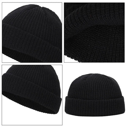 Unisex Solid Color Knit Beanie - Warm Brimless Winter Hat for Men and Women, Hip Hop Style Skullcap