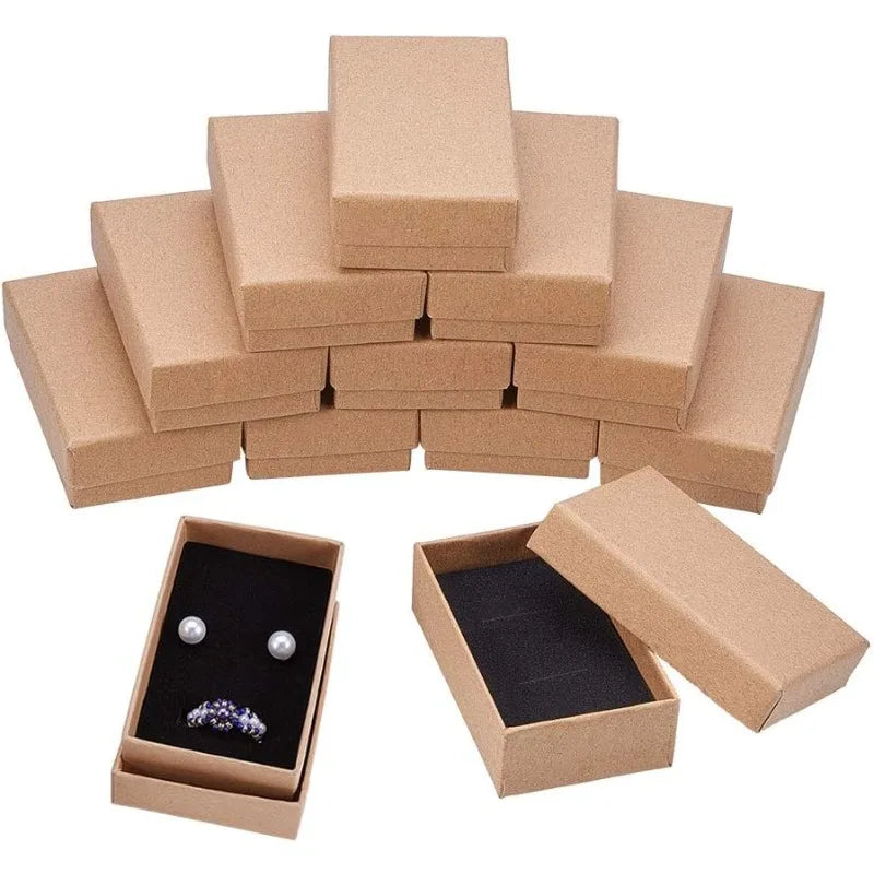 18 Pack Kraft Jewelry Gift Boxes 3.2x2x0.9" – Rectangle Cardboard Boxes for Necklace, Earrings & Rings