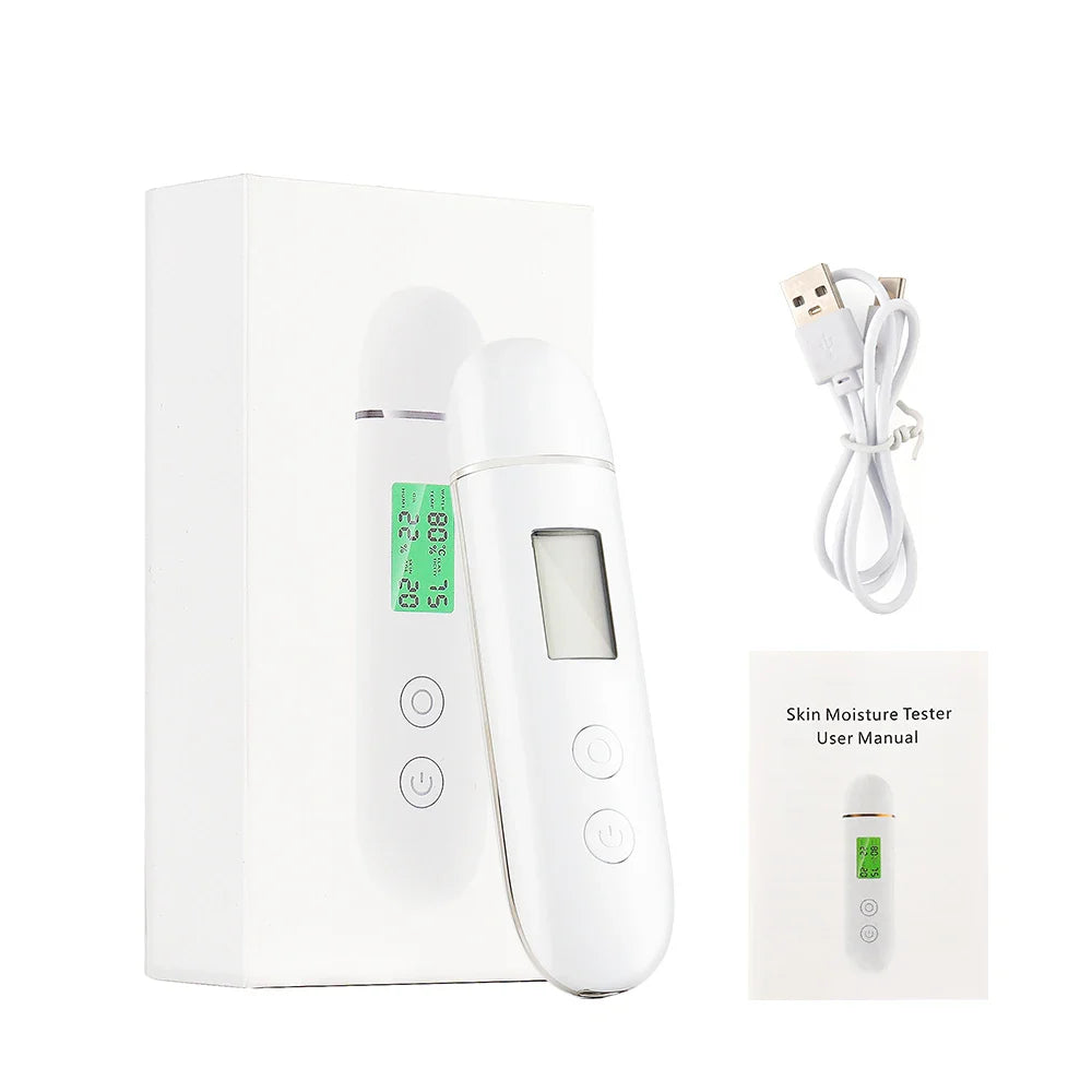 Skin Tester Analyzer - Moisture, Oil Content, Elasticity, and Age Test Meter with Fluorescent Agent Detector