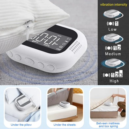 LED Vibration Alarm Clock - Rechargeable Wake-Up Clock with White Noise & Natural Sound