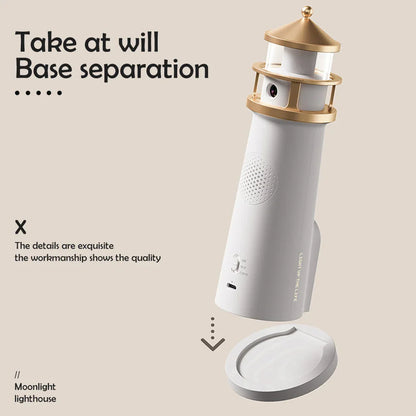 Moon Projection Lighthouse Night Light – Dimmable, Motion Sensor, Bluetooth Music, Timing Ambient Lamp for Christmas & Birthday Gift