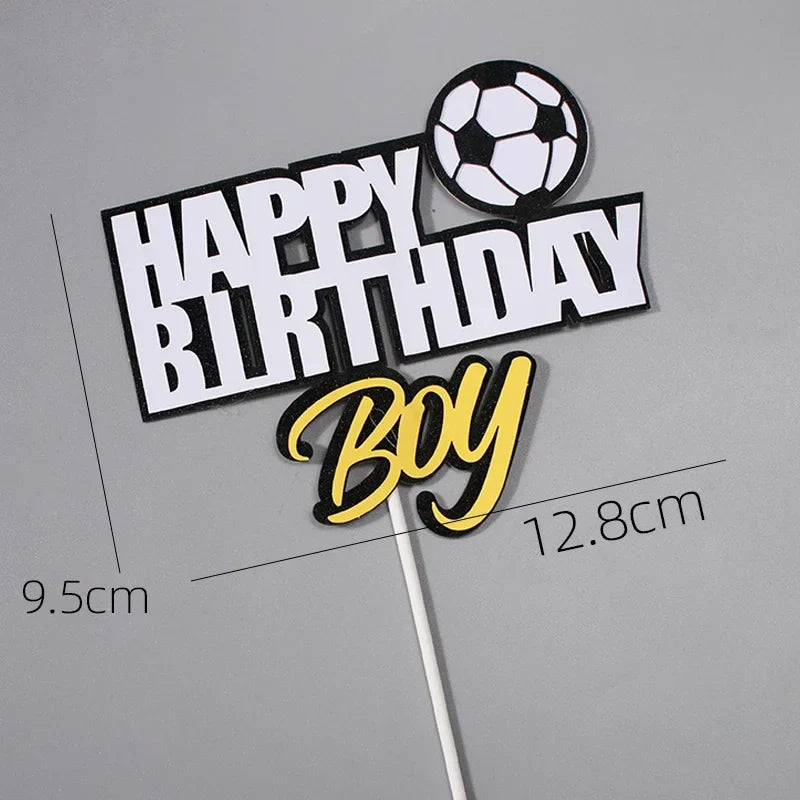 Soccer Cake Topper (Boy) – Football Party Decorations & Happy Birthday Cake Picks for Kids