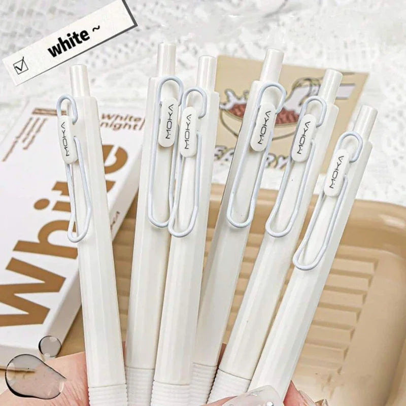 6pcs Retractable Gel Pen Set - 0.5mm Quick-Drying Black Ink Kawaii School & Office Stationery