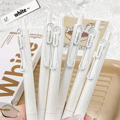 6pcs Retractable Gel Pen Set - 0.5mm Quick-Drying Black Ink Kawaii School & Office Stationery