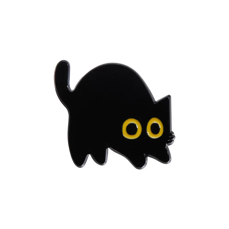 Cute Black Cat Enamel Pin – Tiny Cartoon Animal Metal Brooch Badge Jewelry Accessory Gift