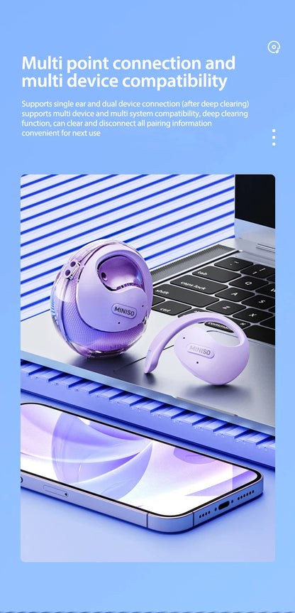 MINISO X15Pro Translator Bluetooth Earphones — Wireless Headset for Travel & Office, 5.4 AI Translation, ASMR App Compatible