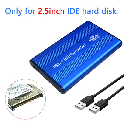 2.5"/3.5" IDE HDD External Enclosure — USB 2.0 Hard Drive Box for Desktop, PC, Laptop & Phone