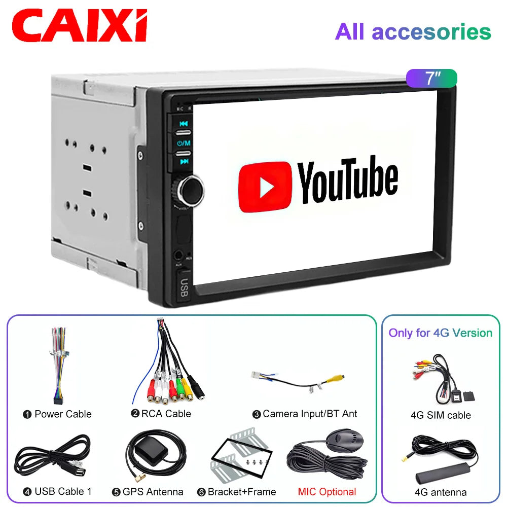 CAIXI 2Din Android 14 Car Radio — Universal CarPlay GPS Multimedia Autoradio for Toyota, Nissan, Jeep, Hyundai, Kia, Chevrolet, VW & Fiat