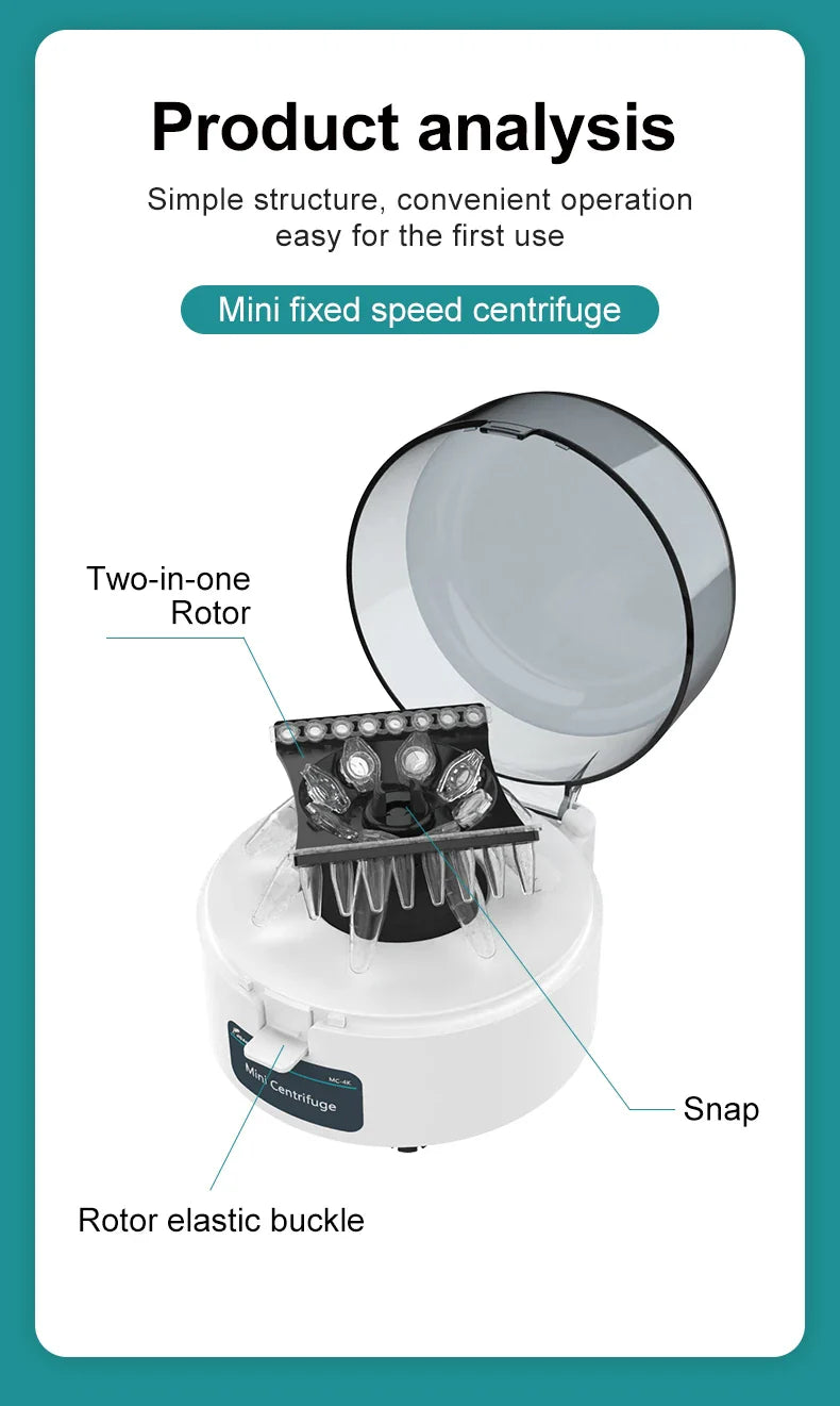 JOANLAB Mini Centrifuge Machine – PCR Plasma Lab Microcentrifuge 4000/7000rpm for 0.2/1.5/2ml Tubes