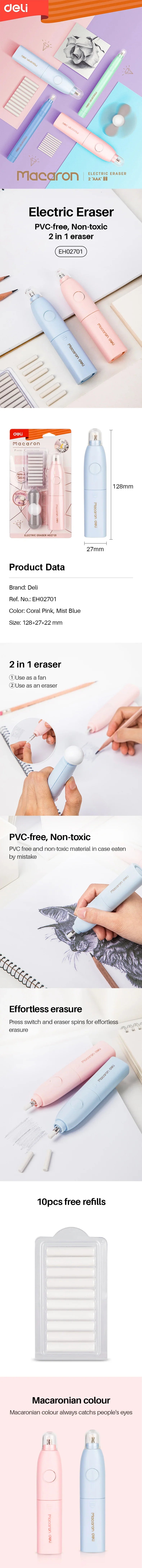 Electric Rubber Eraser Pen by Deli — Adjustable Auto Eraser for Writing, Sketching, and Drawing