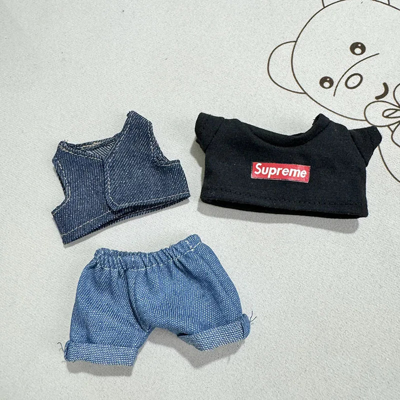 17cm Lovely Labubu Doll Clothes - First & Second Generation Supreme Clothing Set, Multi-Color Outfits