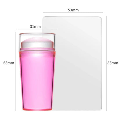Clear Jelly Nail Stamper Set - Silicone Nail Art Stamp Tool with Scraper for Manicure Designs