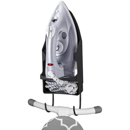 Keep Your Iron Handy: Portable Iron Holder - Wall Mount Ironing Board Hanger - Black and White Iron Storage Rack for Home or Hotel Use - Convenient Storage Solution