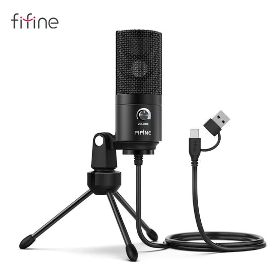 FIFINE K669 USB Condenser Microphone – Metal Recording Mic with Gain Knob for Home Studio, Podcasting & Voice-over